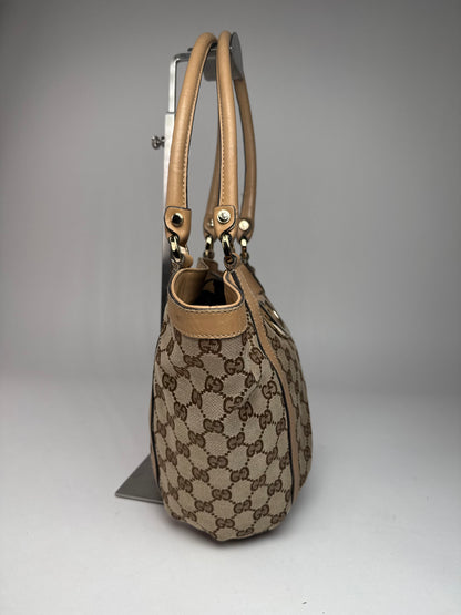 Vintage Gucci Monogram D-Ring Bag Beige Brown