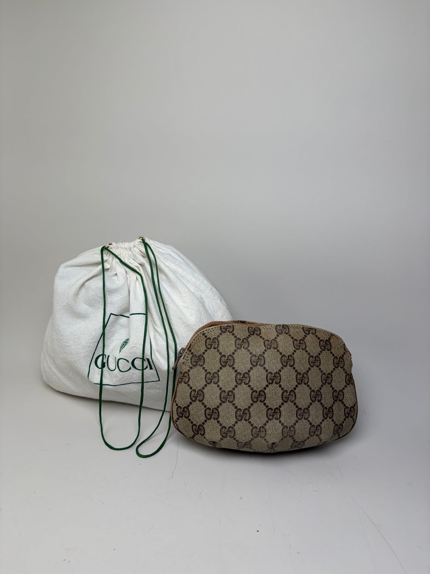 Vintage Gucci GG Supreme Cosmetic Bag Beige Brown
