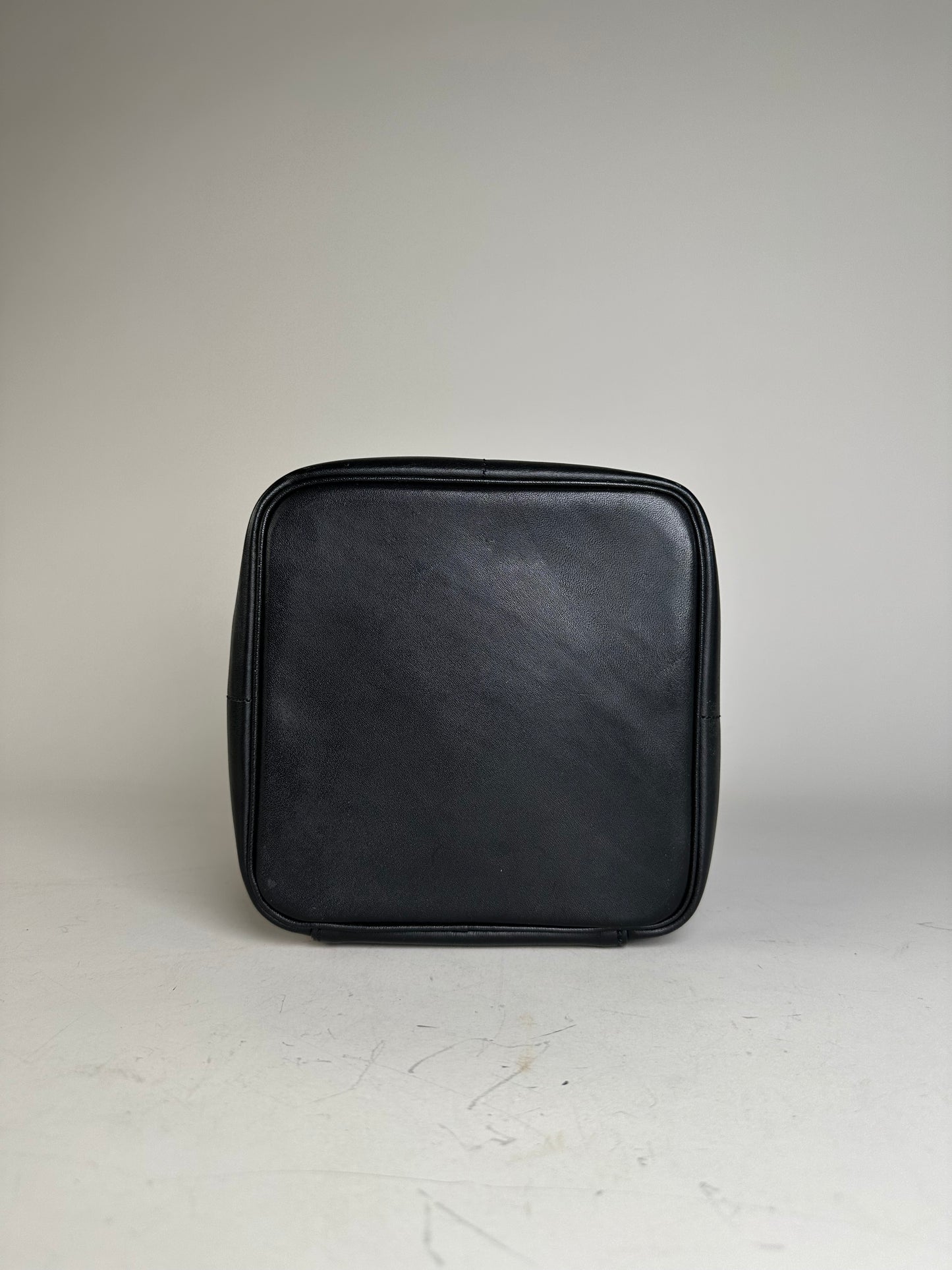 Vintage Courreges Smooth Leather Cosmetic Bag Black Silver