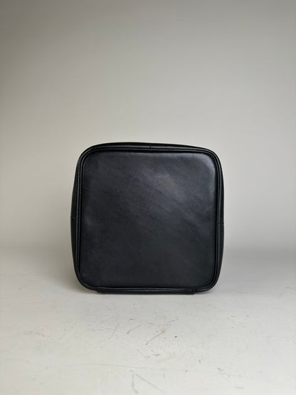Vintage Courreges Smooth Leather Cosmetic Bag Black Silver