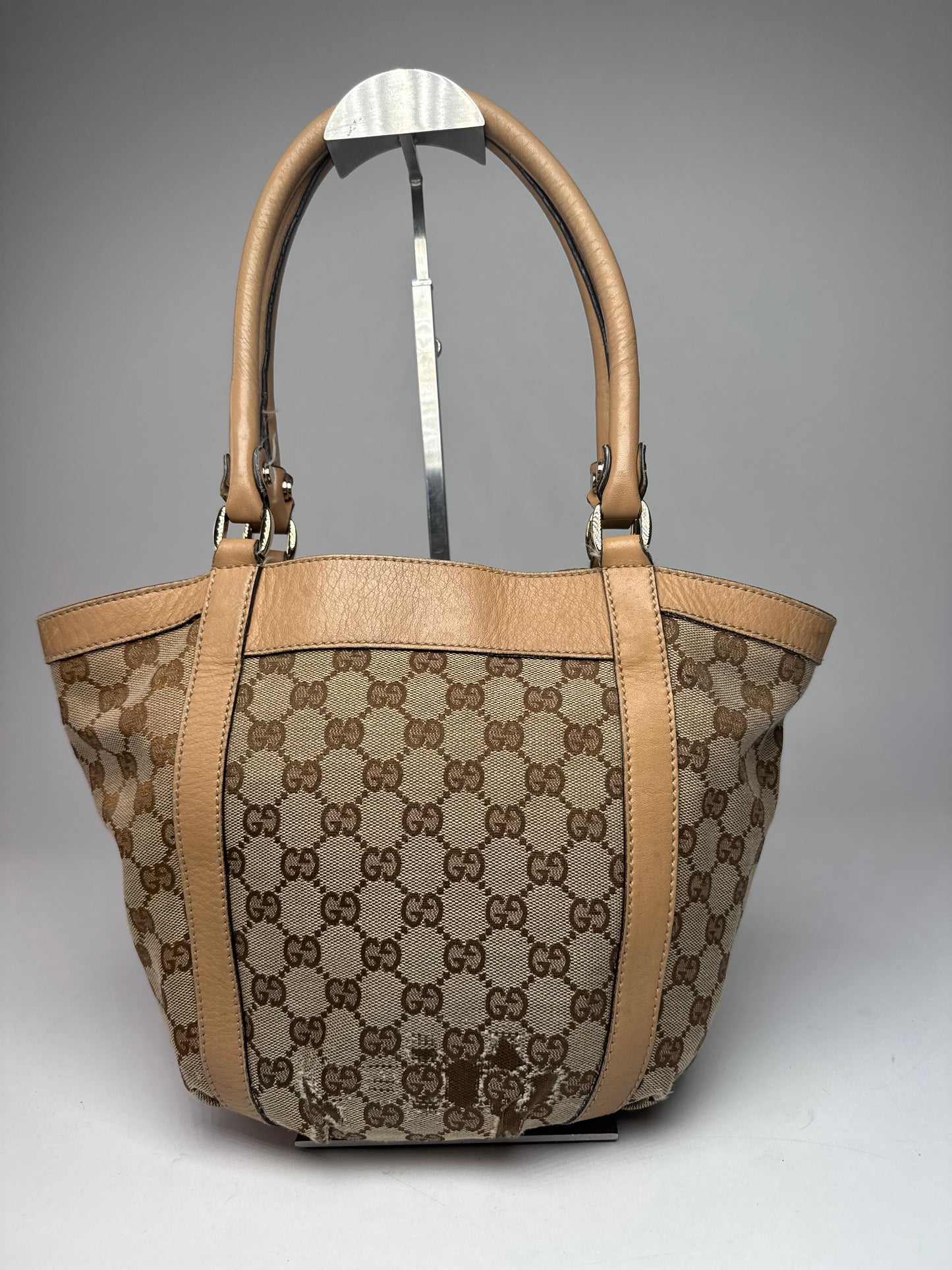 Vintage Gucci Monogram D-Ring Bag Beige Brown