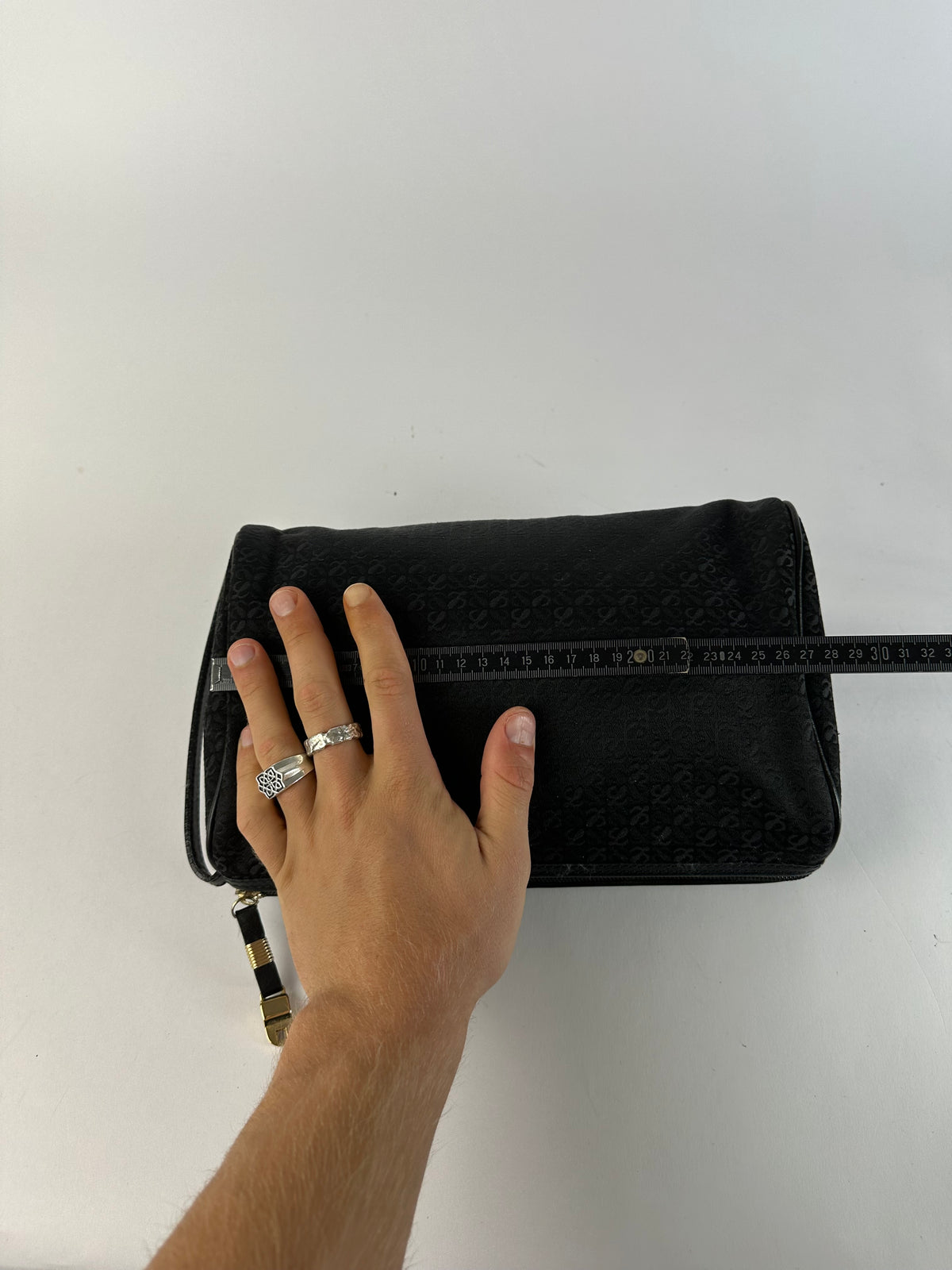 Vintage Loewe Anagram Patent Leather Zip Pouch Late 1990s Black