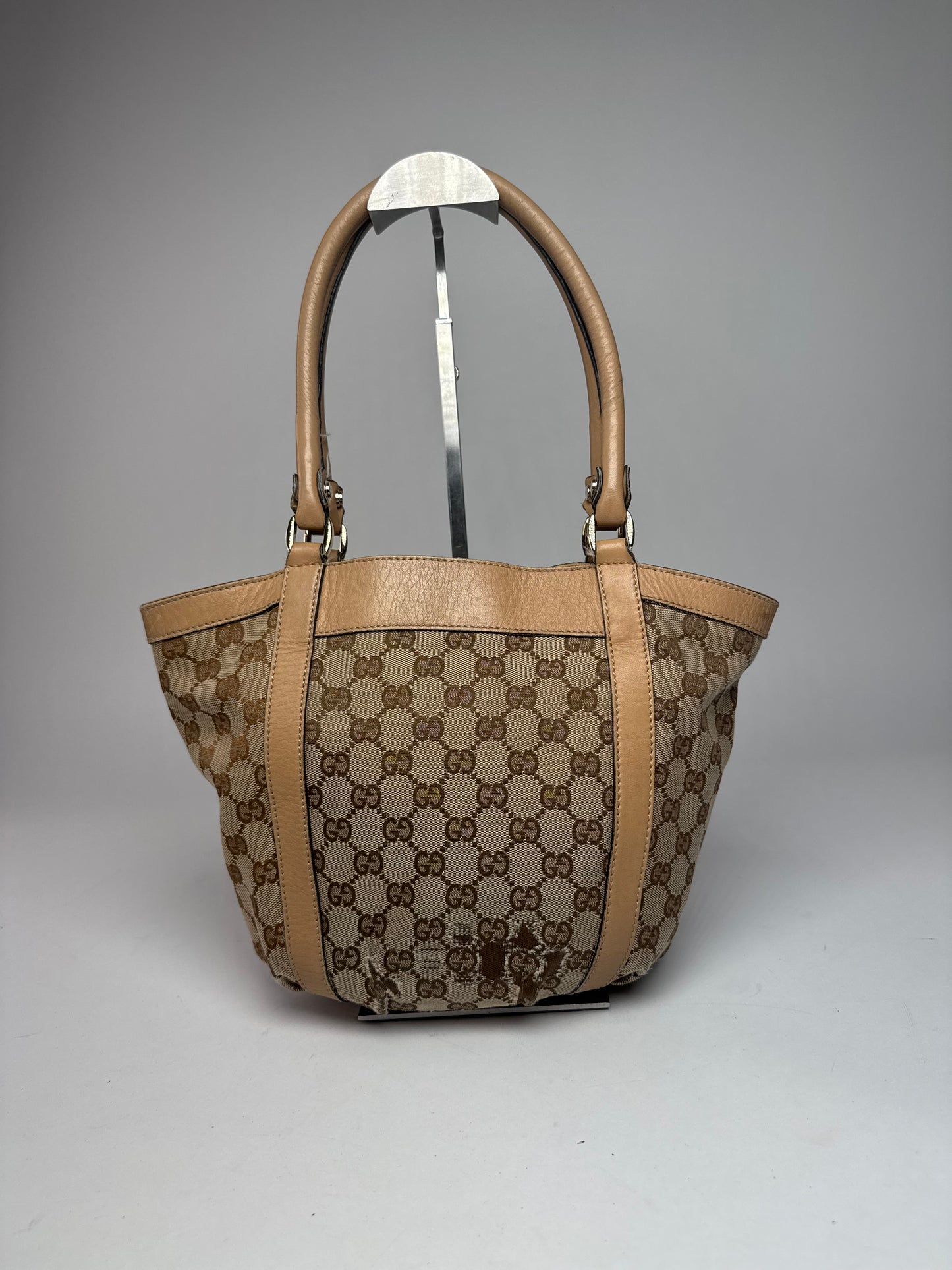 Vintage Gucci Monogram D-Ring Bag Beige Brown