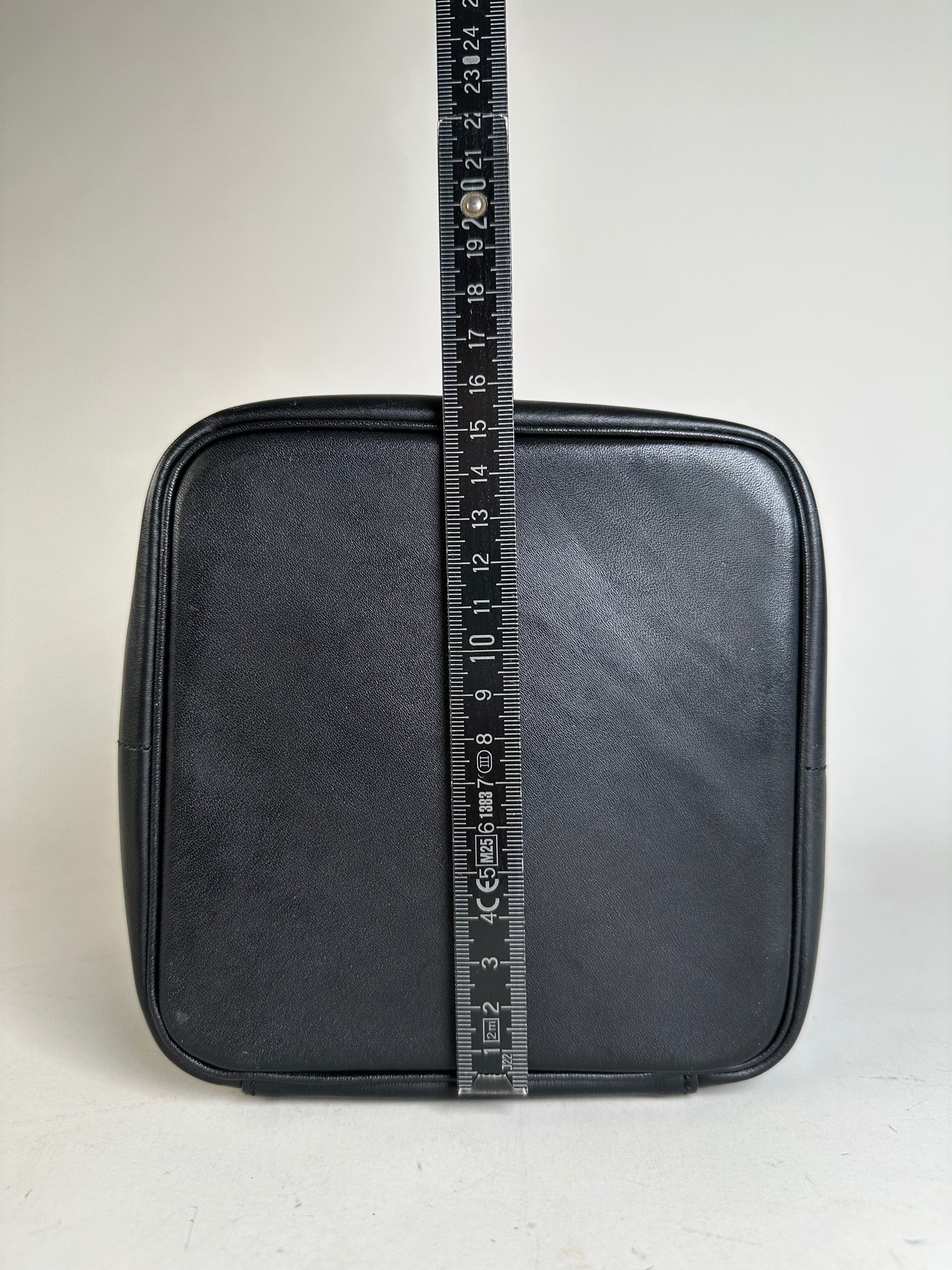 Vintage Courreges Smooth Leather Cosmetic Bag Black Silver