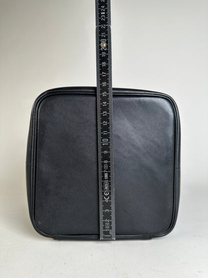 Vintage Courreges Smooth Leather Cosmetic Bag Black Silver