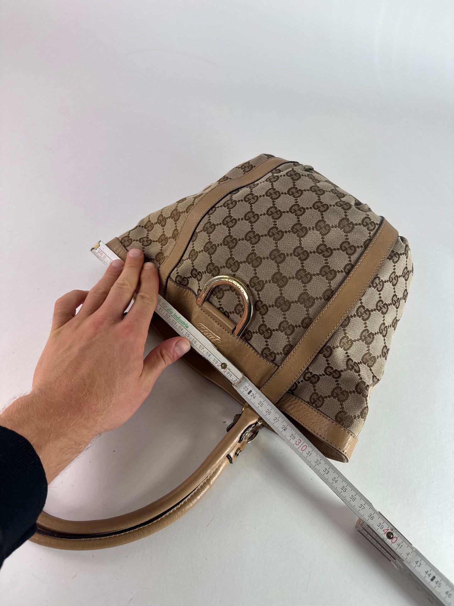 Vintage Gucci Monogram D-Ring Bag Beige Brown