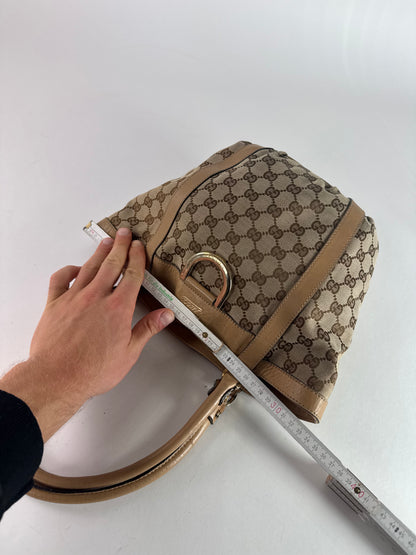 Vintage Gucci Monogram D-Ring Bag Beige Brown