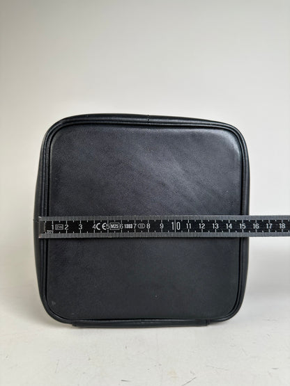 Vintage Courreges Smooth Leather Cosmetic Bag Black Silver