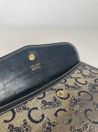 Vintage Celine Paris Leather Wallet Black Grey