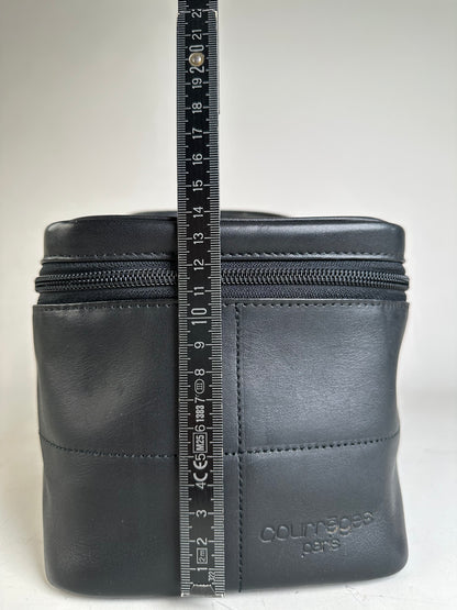 Vintage Courreges Smooth Leather Cosmetic Bag Black Silver
