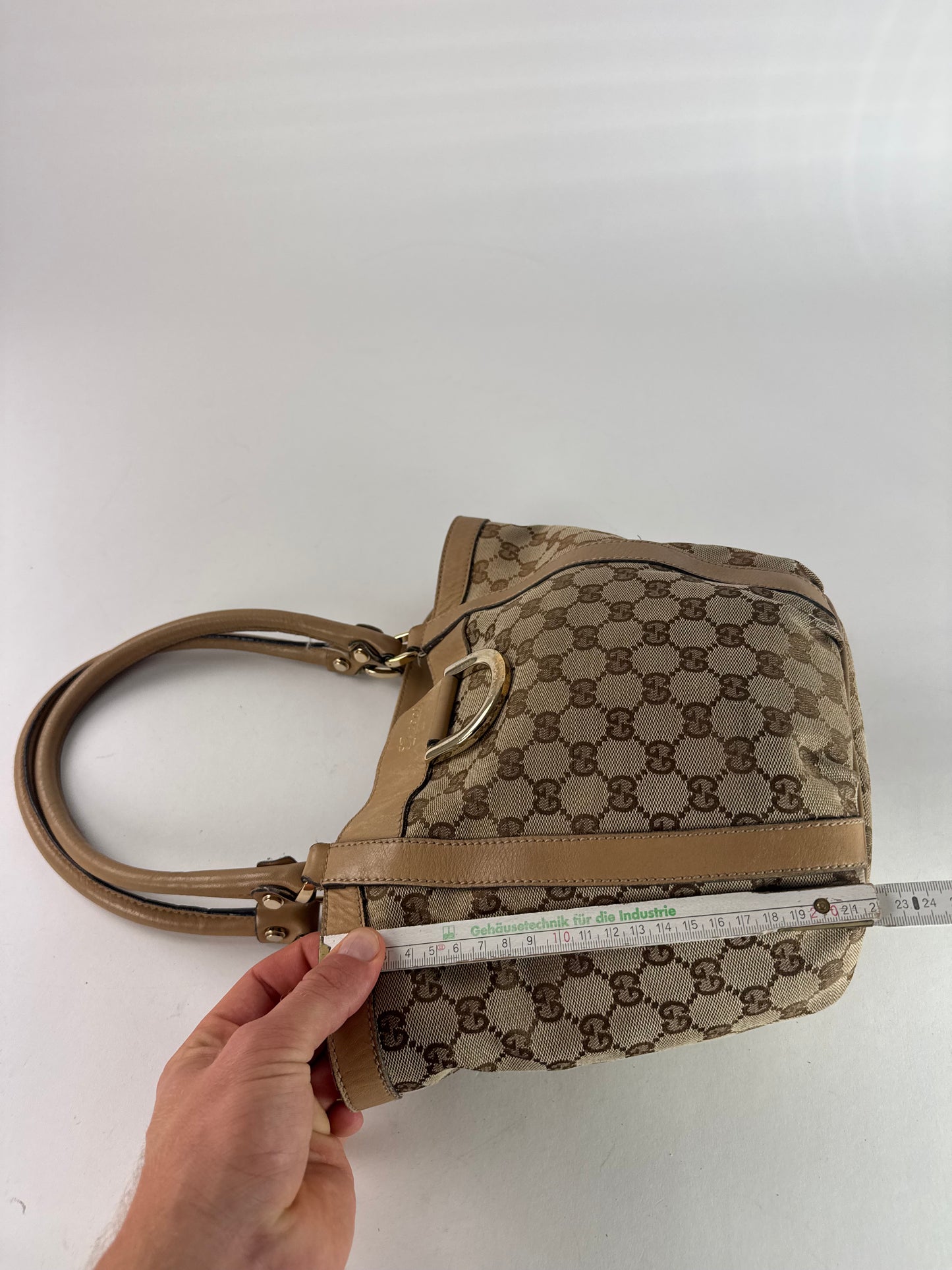 Vintage Gucci Monogram D-Ring Bag Beige Brown