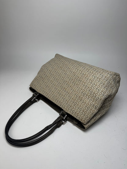 Vintage Celine Monogram Leather Canvas Tote Vaf beige Brown