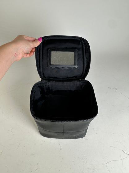 Vintage Courreges Smooth Leather Cosmetic Bag Black Silver