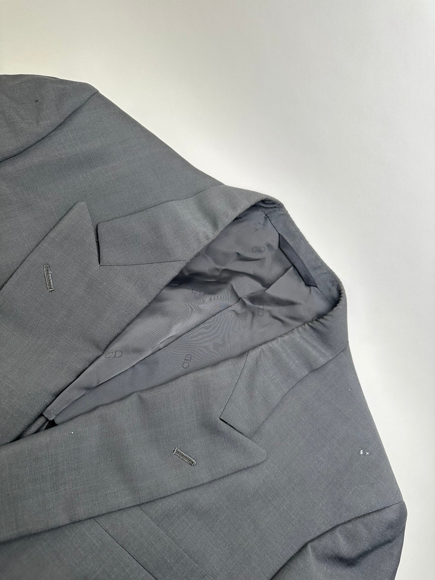 Vintage Dior Wool Blazer Gray Gold Buttons M