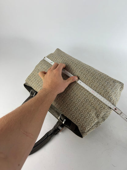 Vintage Celine Monogram Leather Canvas Tote Vaf beige Brown