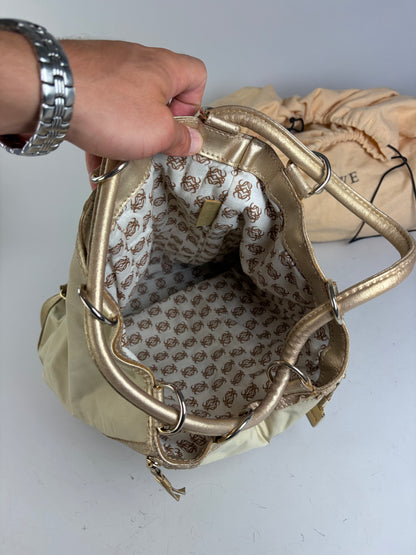 Vintage Loewe Drawstring Canvas Backpack Cream Gold