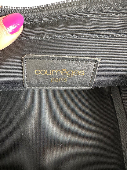 Vintage Courreges Smooth Leather Cosmetic Bag Black Silver