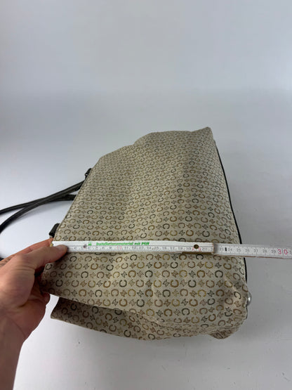 Vintage Celine Monogram Leather Canvas Tote Vaf beige Brown