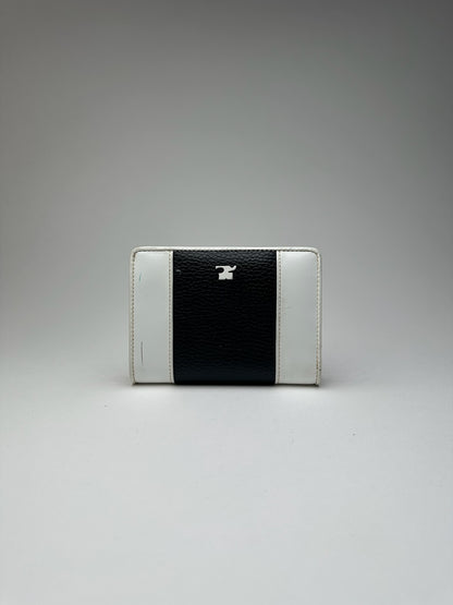 Vintage Courreges Leather wallet Black white