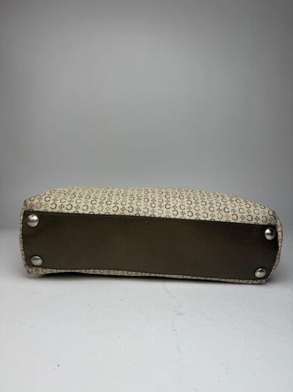 Vintage Celine Monogram Leather Canvas Tote Vaf beige Brown