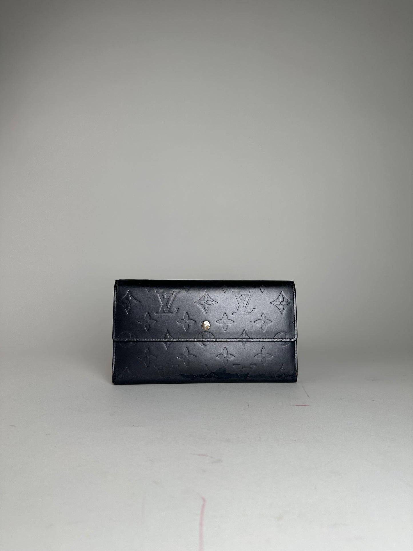 Vintage Louis Vuitton Monogram Mat Leather Long Wallet Noir