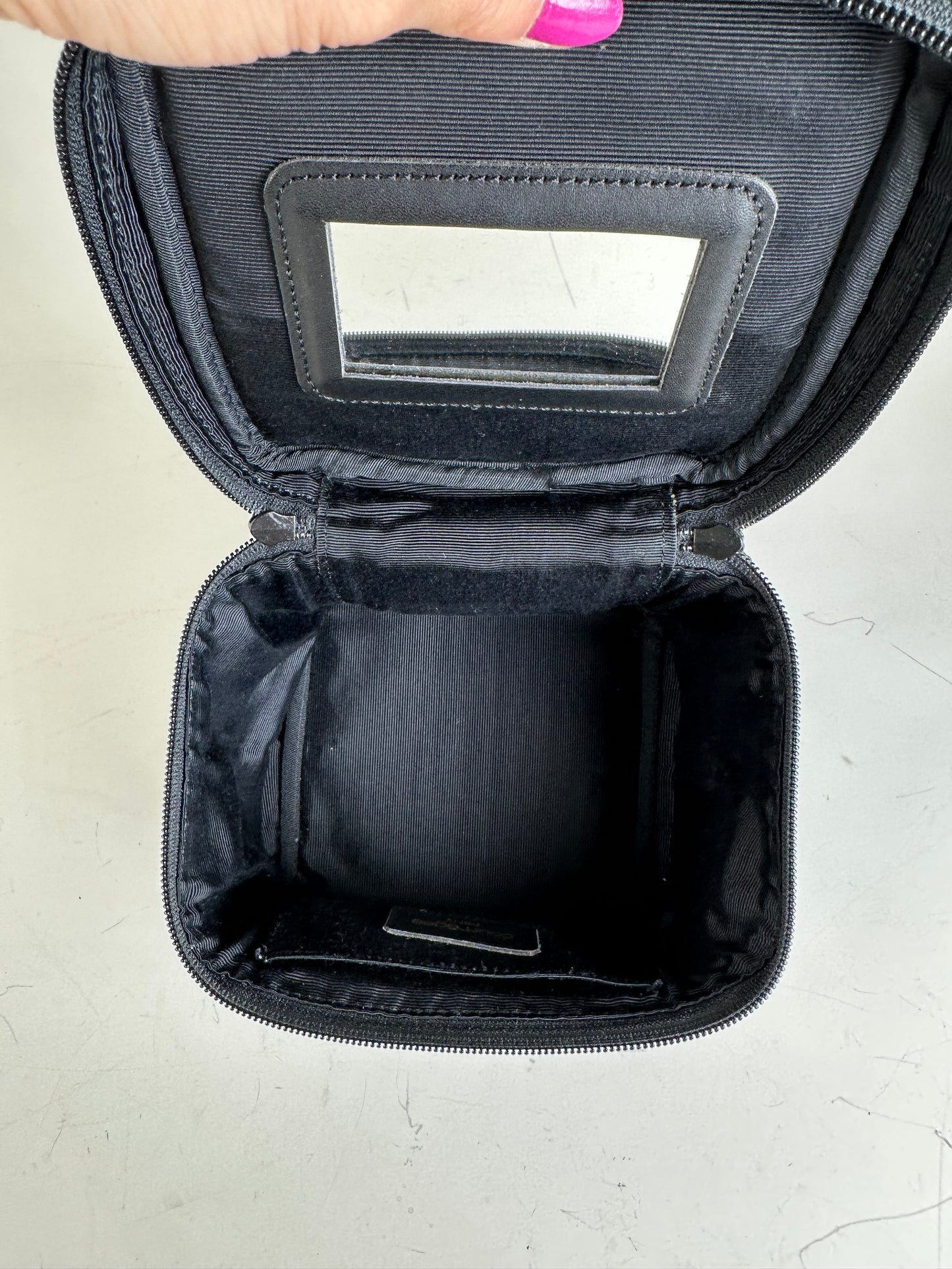 Vintage Courreges Smooth Leather Cosmetic Bag Black Silver