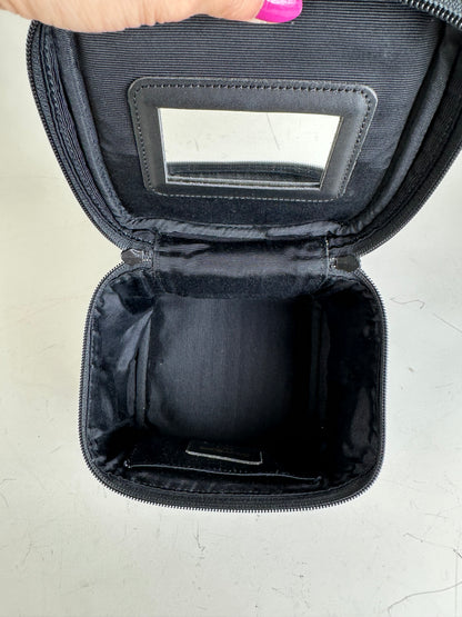 Vintage Courreges Smooth Leather Cosmetic Bag Black Silver