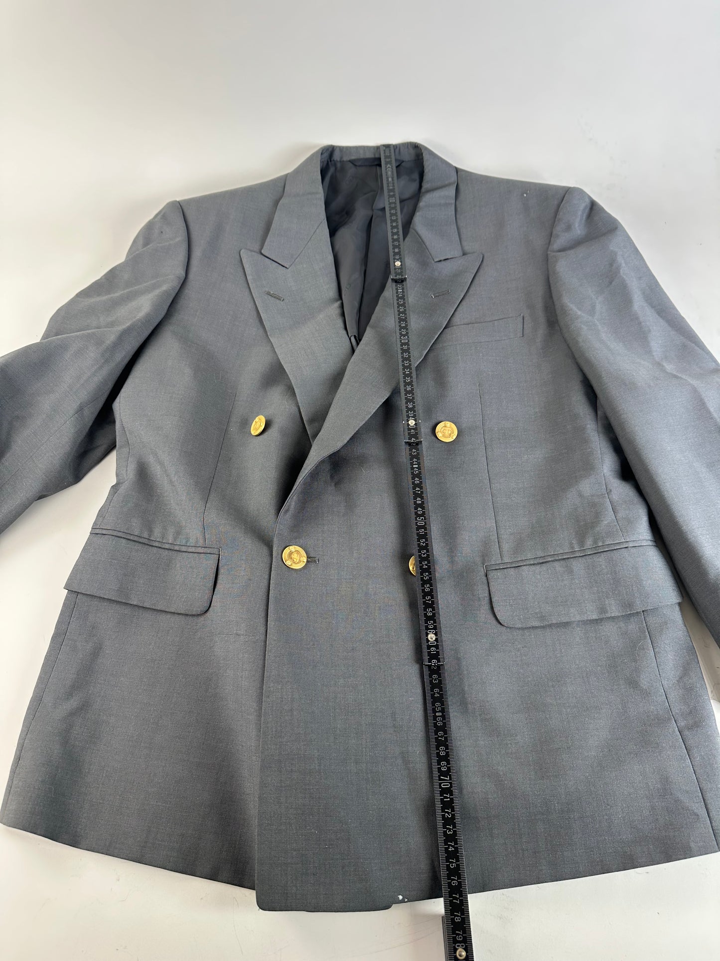 Vintage Dior Wool Blazer Gray Gold Buttons M