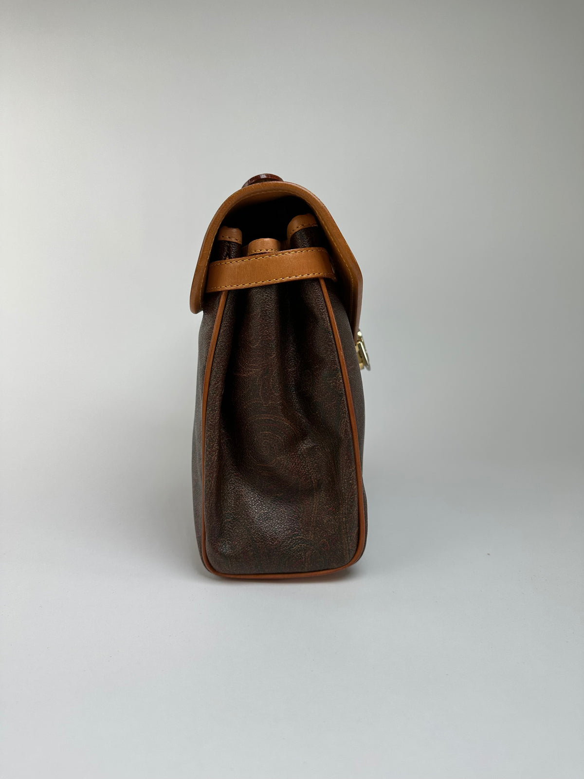 Vintage Etro Paisley Coated Canvas Top-Handle Bag Late 1980s Brown