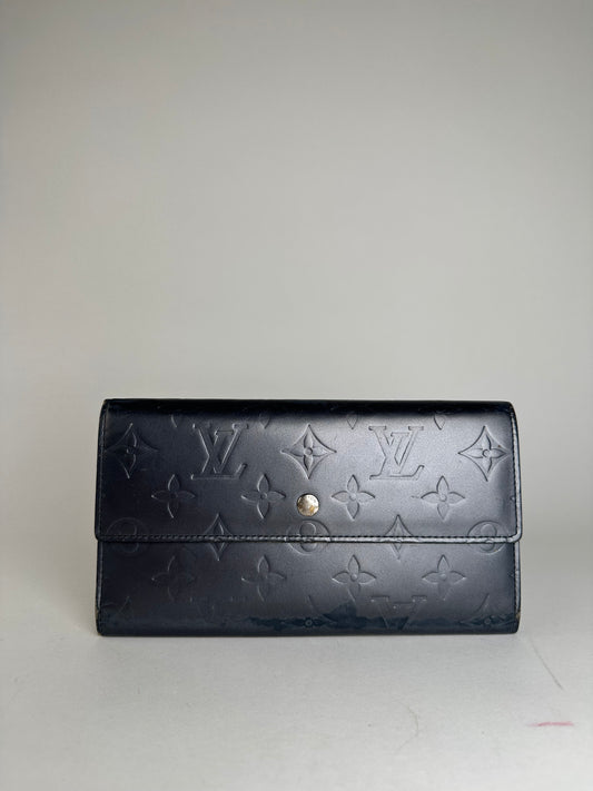 Vintage Louis Vuitton Monogram Mat Leather Long Wallet Noir