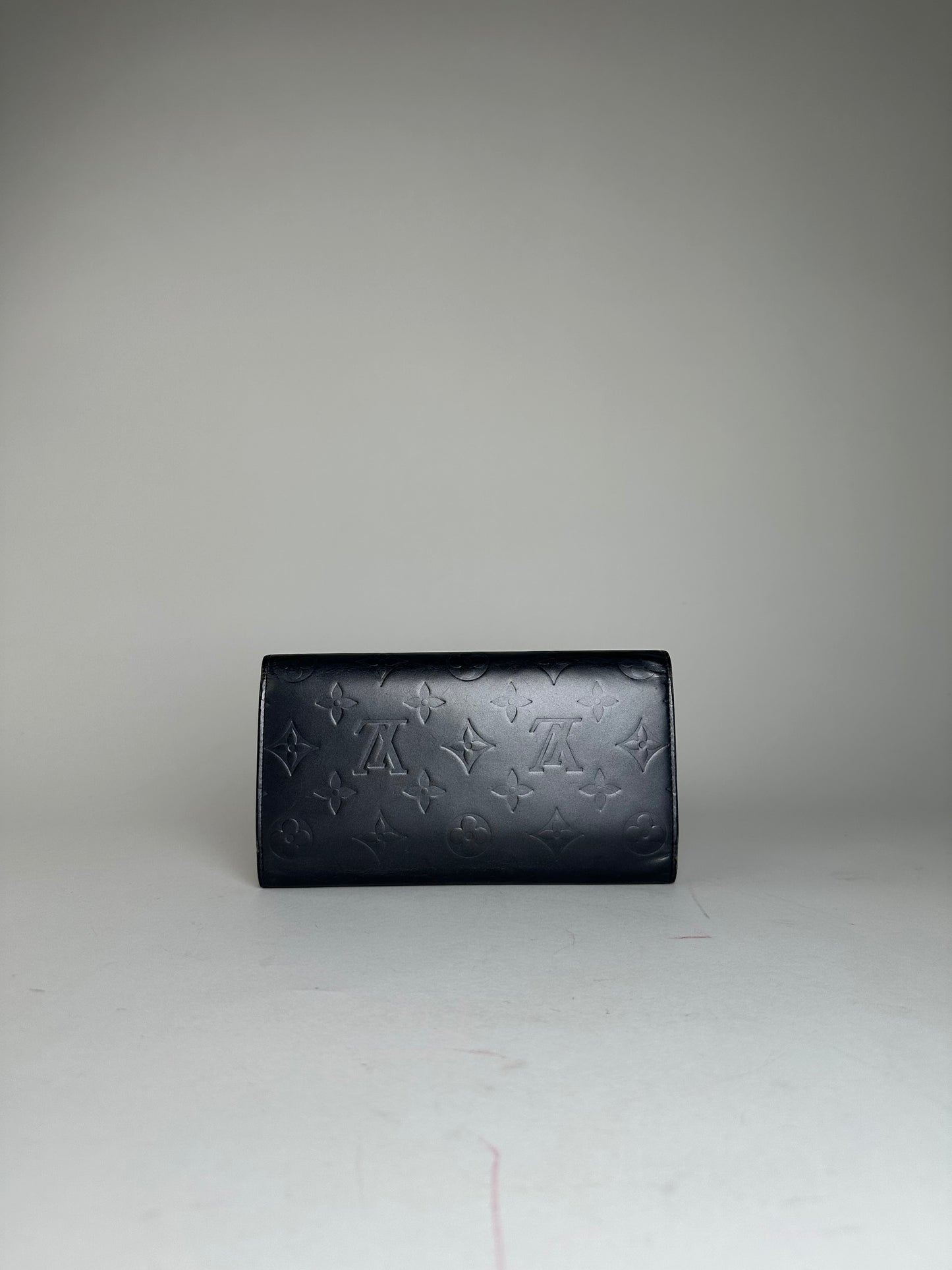 Vintage Louis Vuitton Monogram Mat Leather Long Wallet Noir