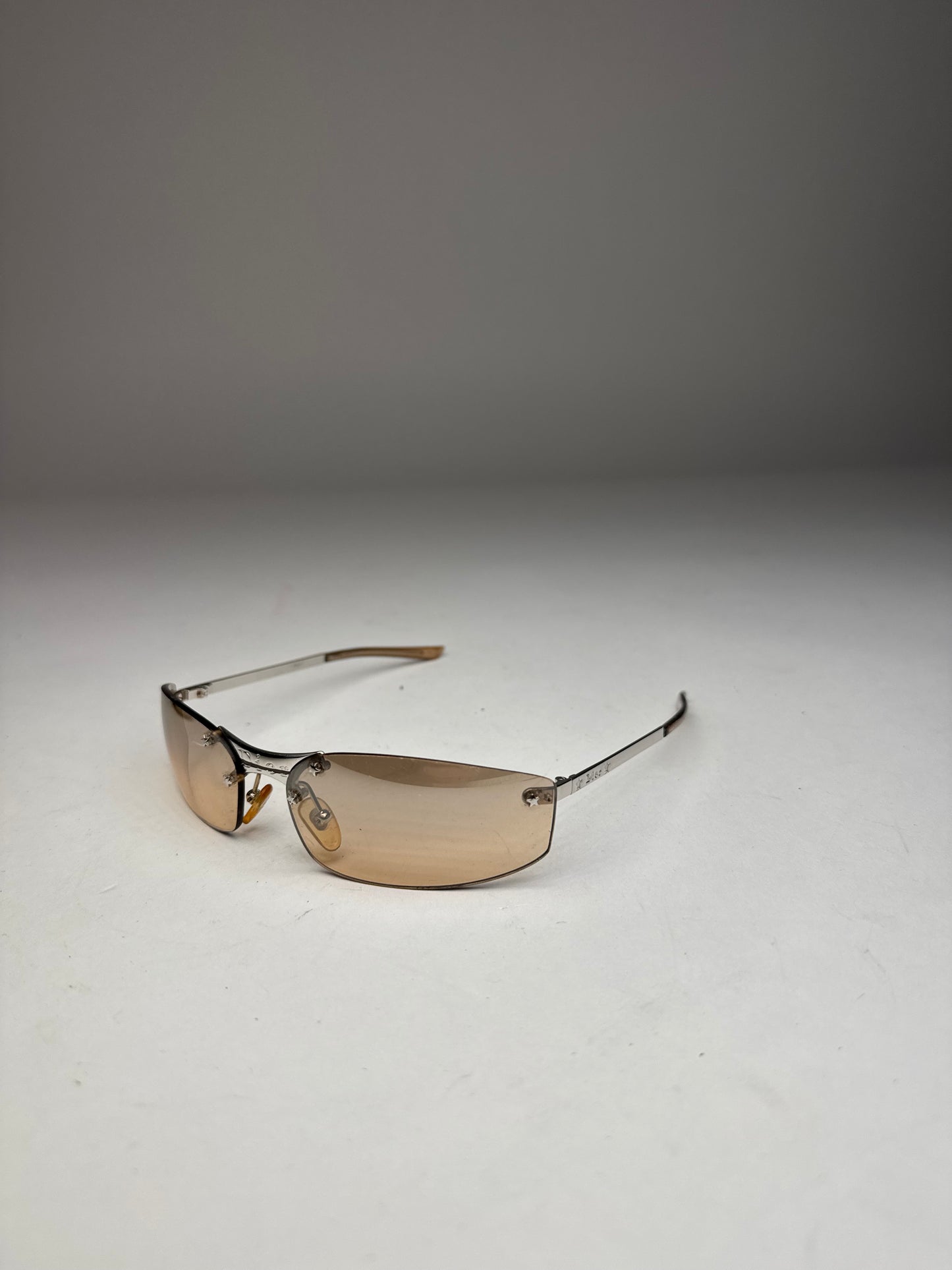 Vintage Dior Frameless Metal Sunglasses Rose Silver