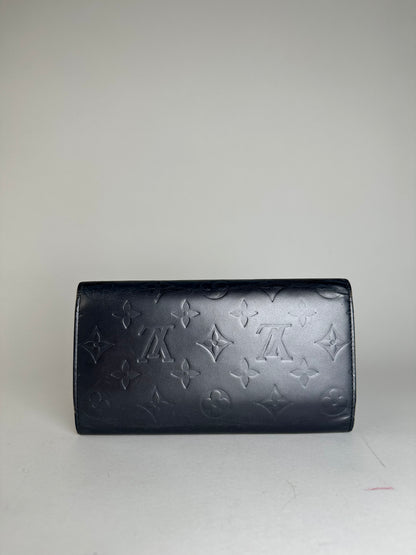 Vintage Louis Vuitton Monogram Mat Leather Long Wallet Noir