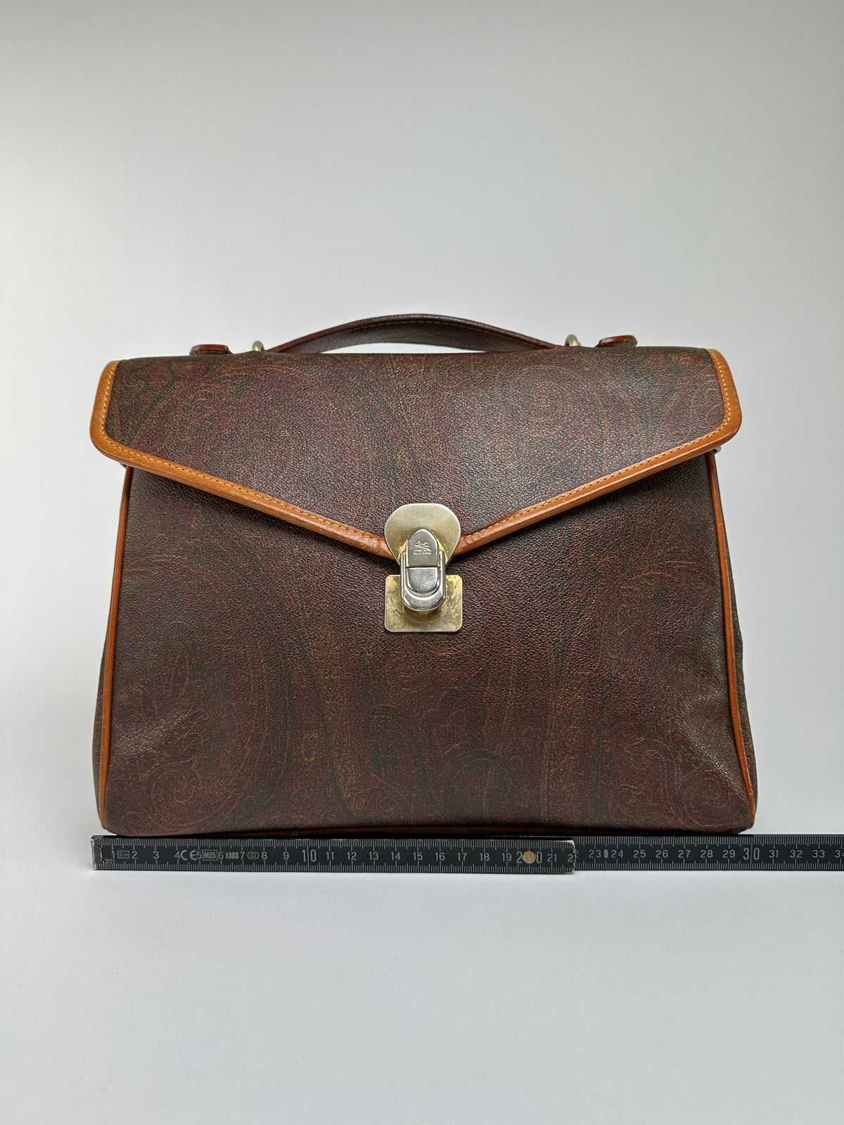 Vintage Etro Paisley Coated Canvas Top-Handle Bag Late 1980s Brown