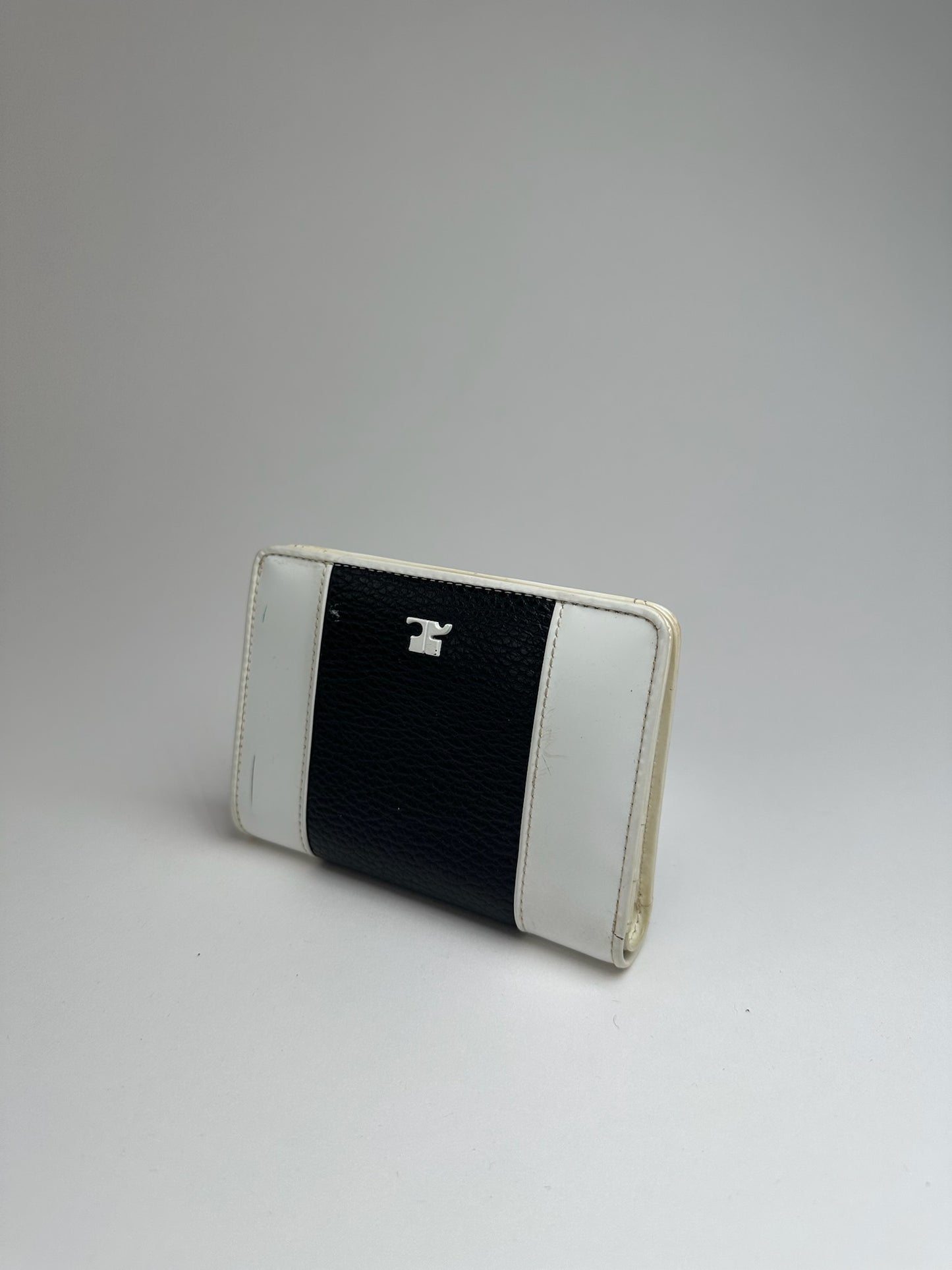 Vintage Courreges Leather wallet Black white