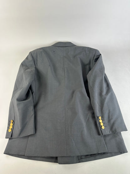 Vintage Dior Wool Blazer Gray Gold Buttons M