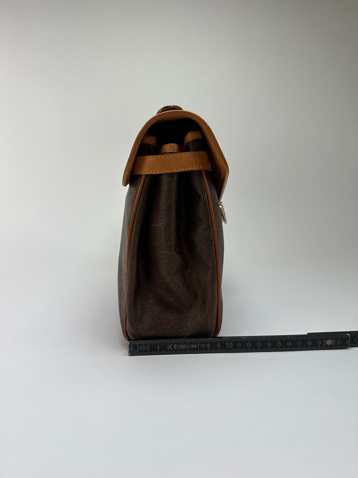 Vintage Etro Paisley Coated Canvas Top-Handle Bag Late 1980s Brown