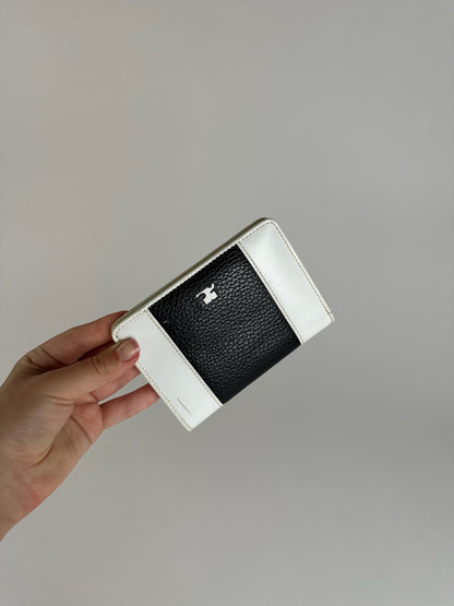 Vintage Courreges Leather wallet Black white