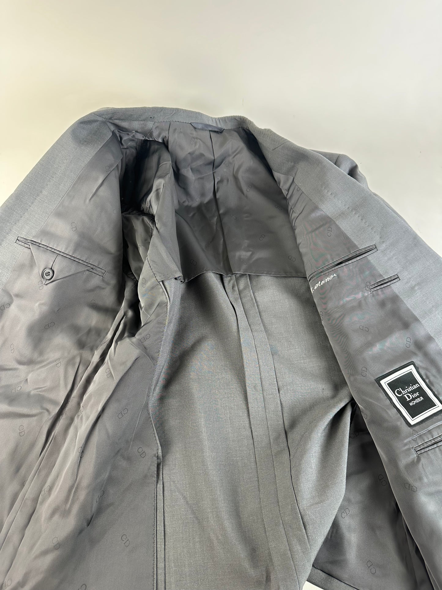 Vintage Dior Wool Blazer Gray Gold Buttons M