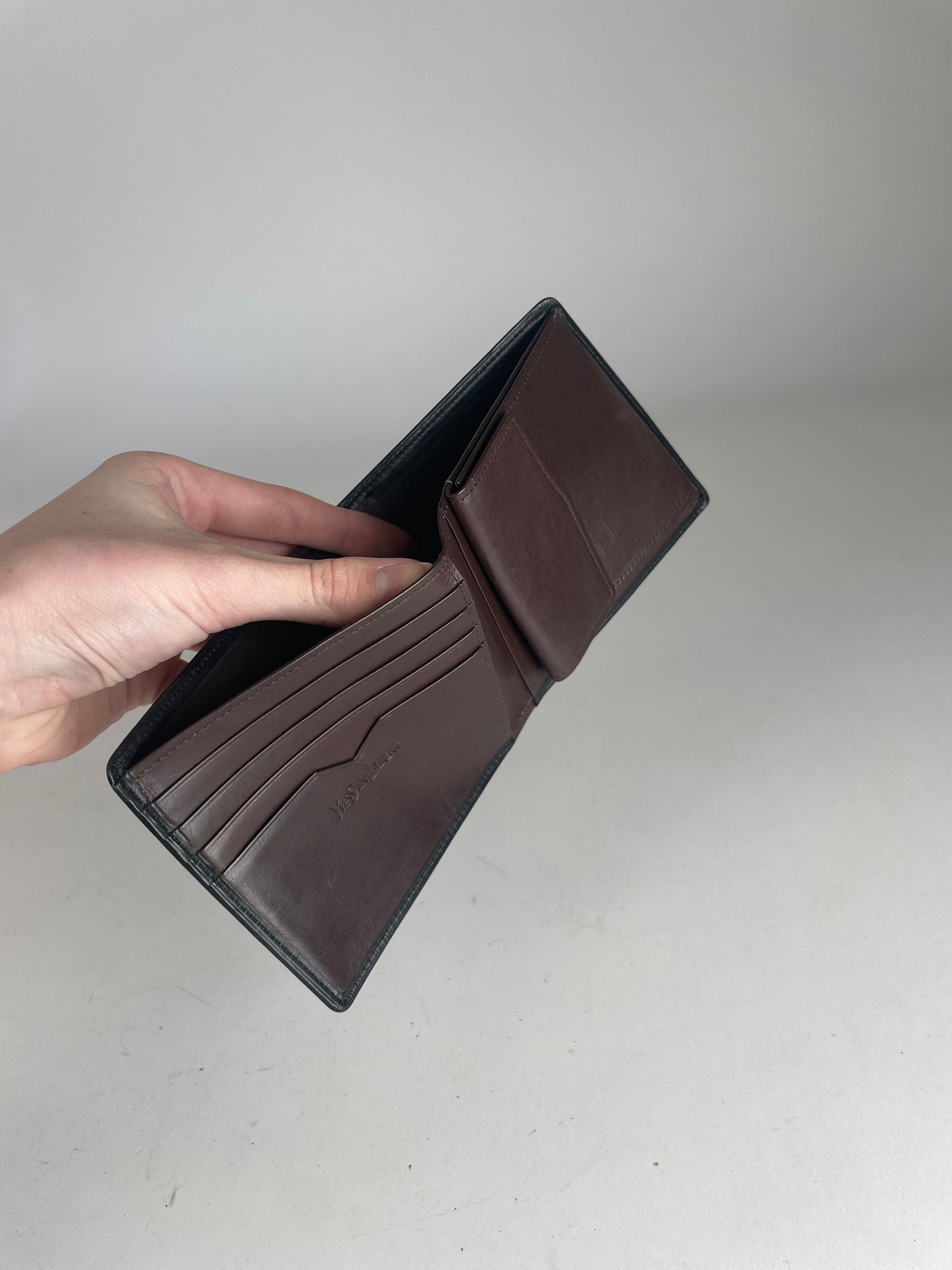 Vintage Yves Saint Laurent Leather Card Holder Wallet Black