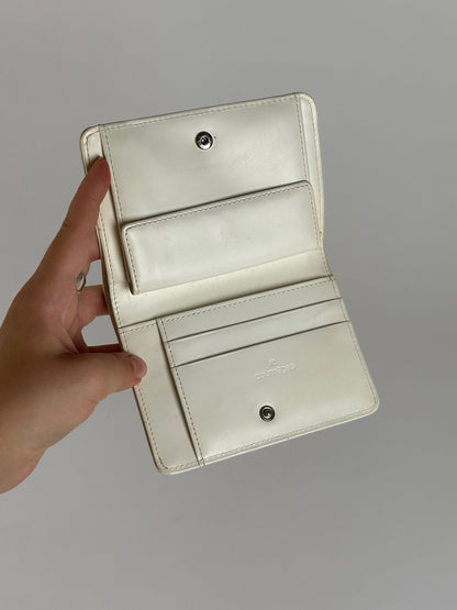 Vintage Courreges Leather wallet Black white