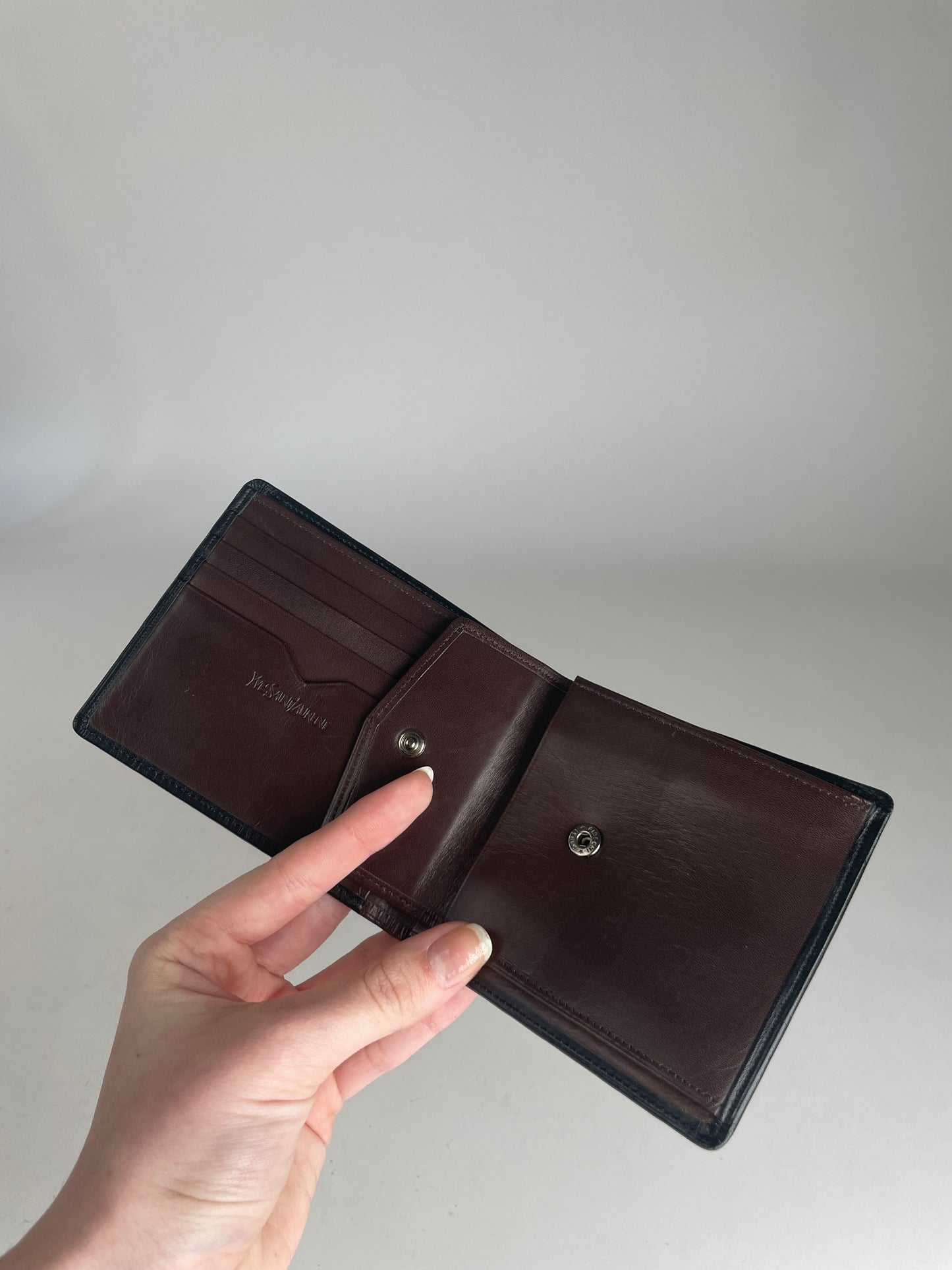 Vintage Yves Saint Laurent Leather Card Holder Wallet Black