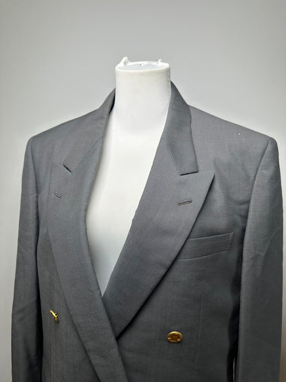 Vintage Dior Wool Blazer Gray Gold Buttons M