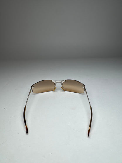 Vintage Dior Frameless Metal Sunglasses Rose Silver
