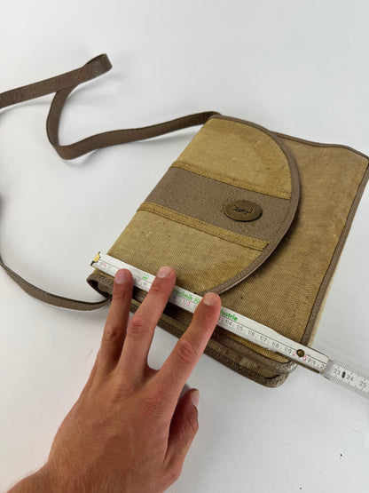 Sac vintage en toile et cuir Yves Saint Laurent beige marron