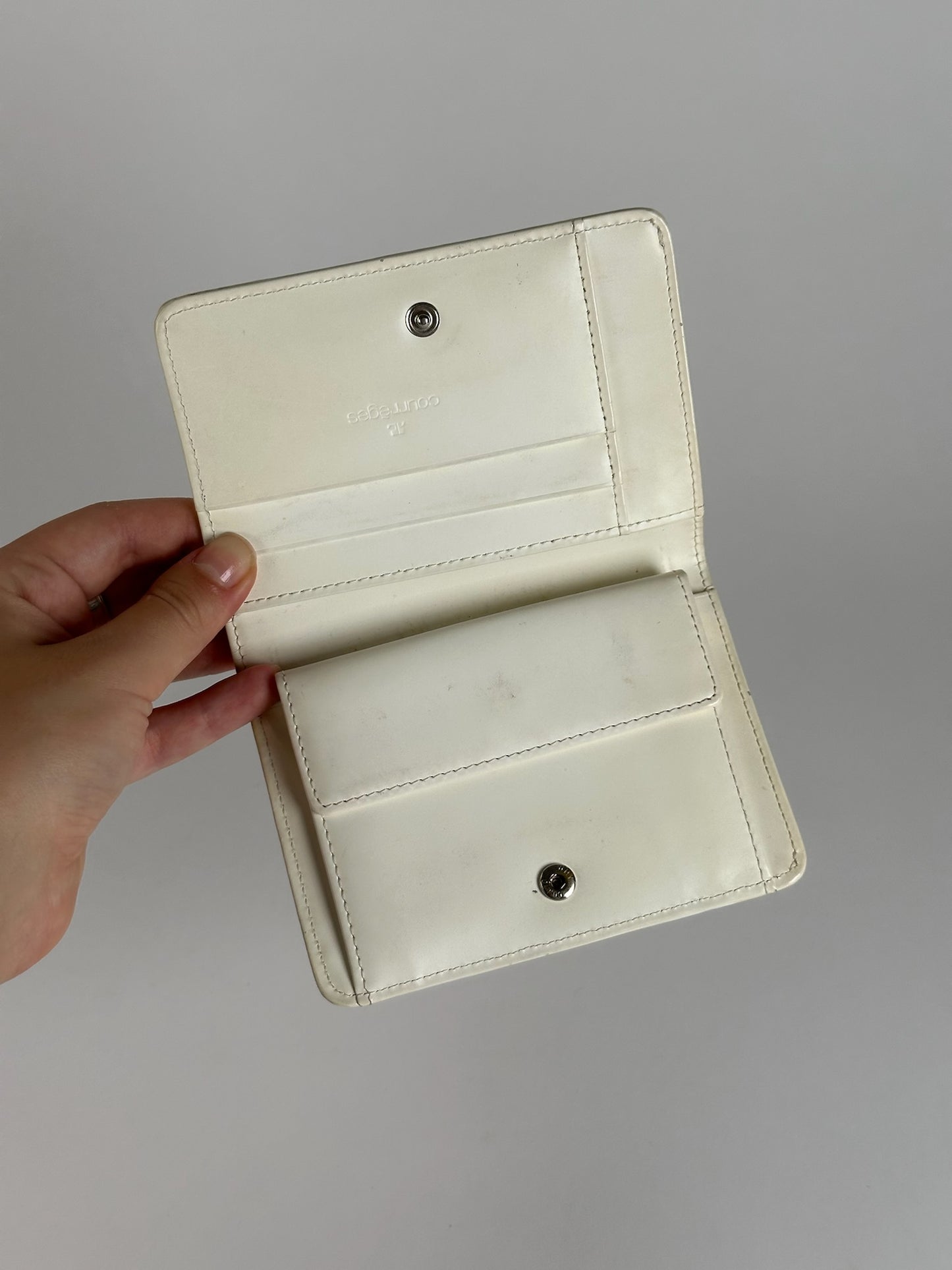 Vintage Courreges Leather wallet Black white