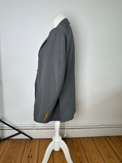 Vintage Dior Wool Blazer Gray Gold Buttons M