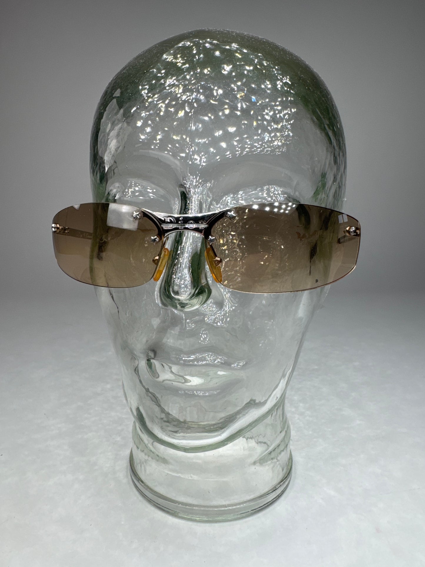 Vintage Dior Frameless Metal Sunglasses Rose Silver