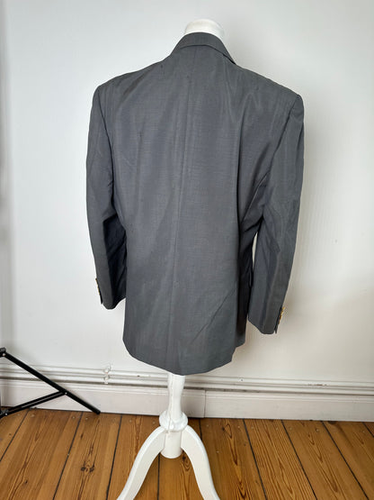 Vintage Dior Wool Blazer Gray Gold Buttons M