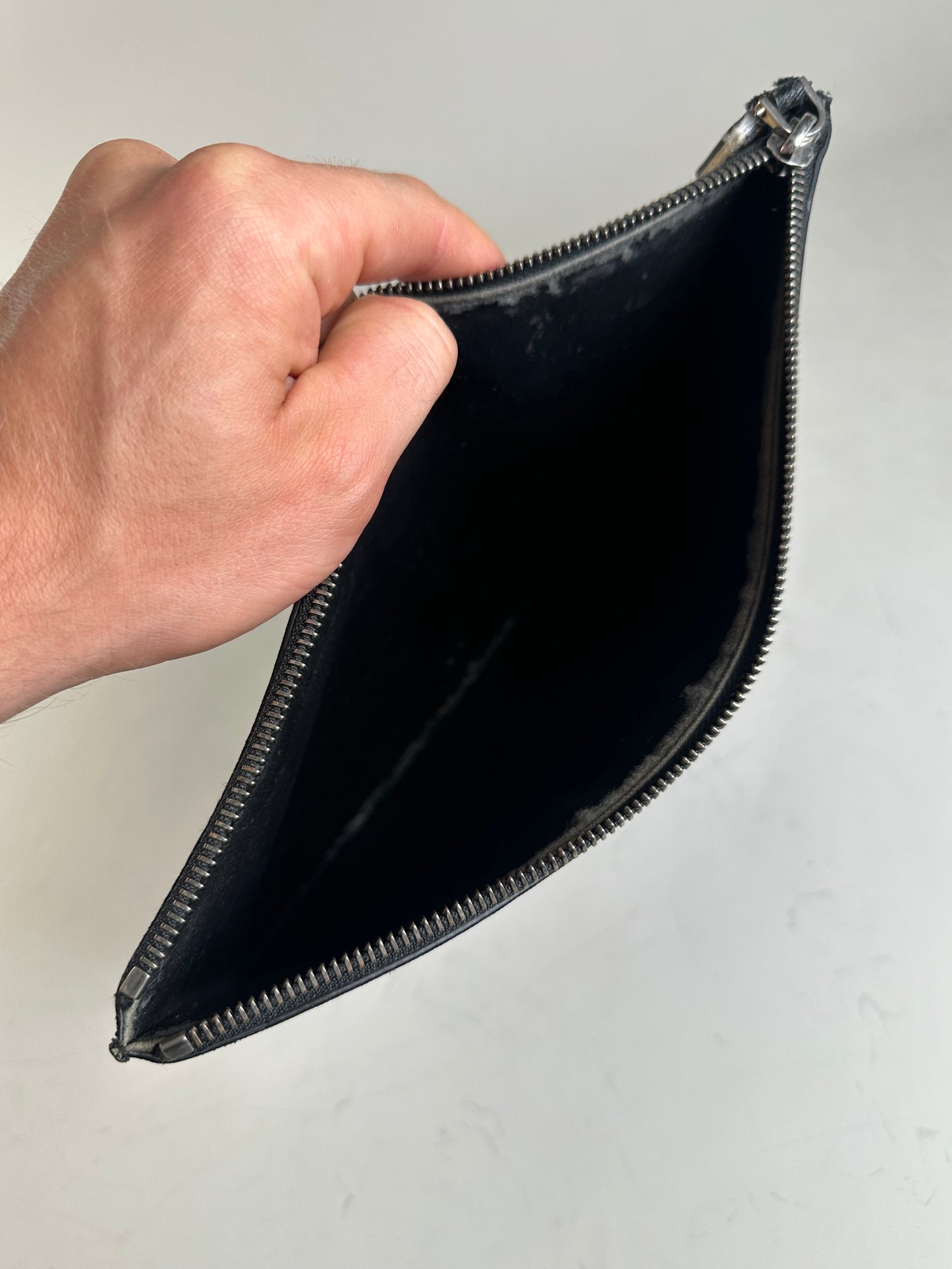 Vintage Givenchy Logo Leather Clutch Black Silver